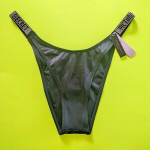 Victoria's Secret Black Brazilian Rhinestone Swim Bottom Size L